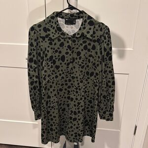 ASOS Green and Black Polka Dot Dress